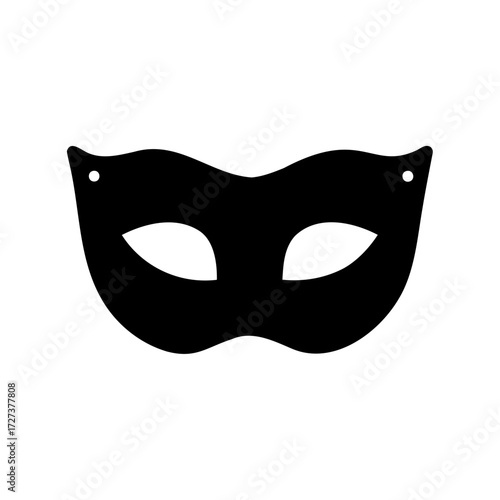 Simple Black Masquerade Mask for Festive Occasions and Costume Parties, Vector Illustration