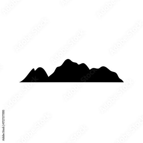 Dramatic Silhouette of Rolling Hills Landscape with Mountainous Features and Clean White Backdrop