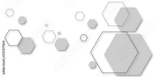 Abstract background with grey hexagon shapes and soft shadows, modern geometric pattern, minimal clean design for business, technology, corporate template, wallpaper, and creative layout.