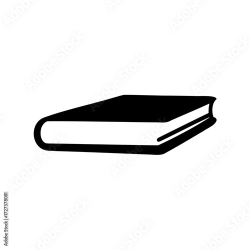 Black and white illustration of a closed book viewed from the side