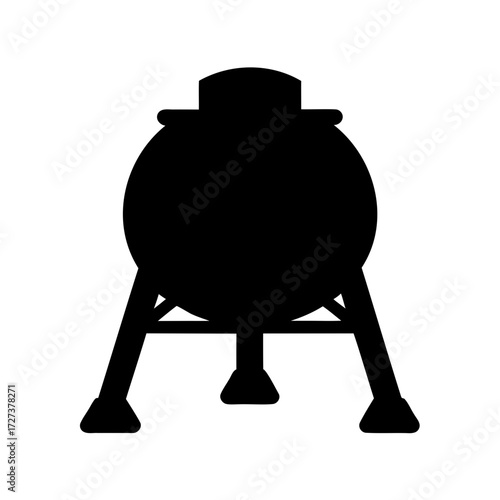 Silhouette of a spherical tank supported by legs, a storage vessel