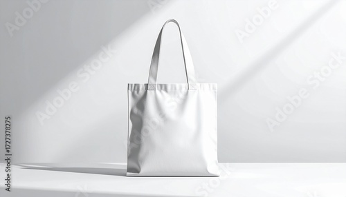Realistic shopping goodie bag mockup, eco-friendly tote bag made of canvas fabric