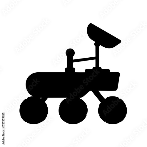Silhouette of a Mars rover exploring the red planet surface and beyond