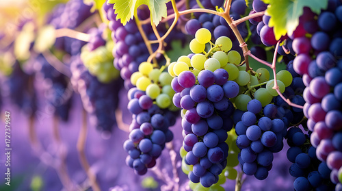 bunch of grapes in a vineyard Juicy Grapes Fruit Pattern Wallpaper