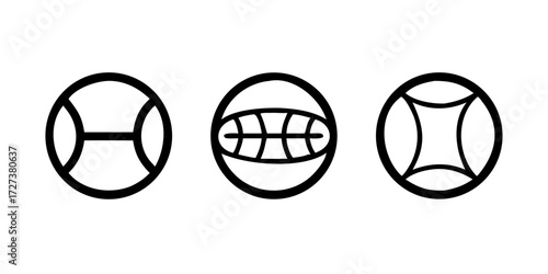 Sport ball icon set. Line and glyph sport ball set. Football ball.
