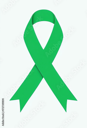 Wallpaper Mural a simple green ribbon symbol for mental health awareness, liver cancer support, organ donor registration, and child protection causes. Torontodigital.ca