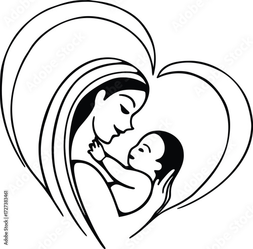 Mother and Baby Silhouette SVG for Parenthood and Love Designs