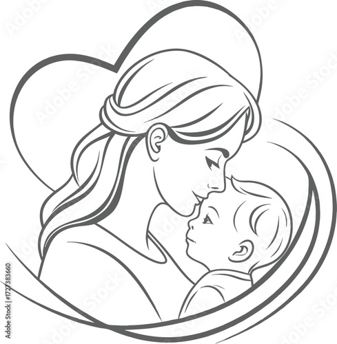 Mother and Baby Silhouette SVG for Parenthood and Love Designs