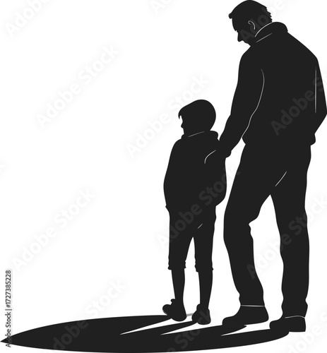 Father and Son Silhouette | Family Bond Illustration | Parenting Graphic Art