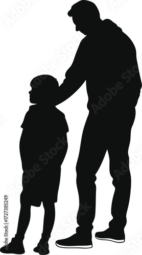 Father and Son Silhouette | Family Bond Illustration | Parenting Graphic Art