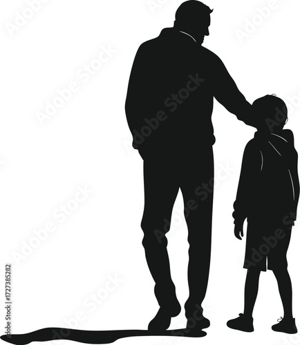 Father and Son Silhouette | Family Bond Illustration | Parenting Graphic Art