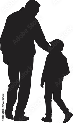 Father and Son Silhouette | Family Bond Illustration | Parenting Graphic Art