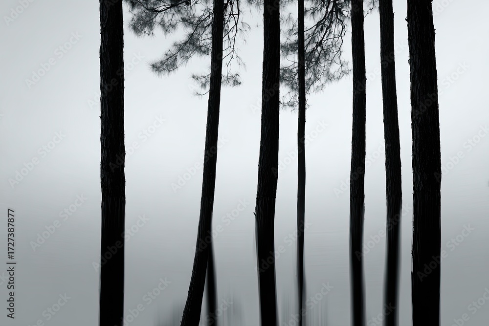 Obraz premium Monochromatic forest scene in mist