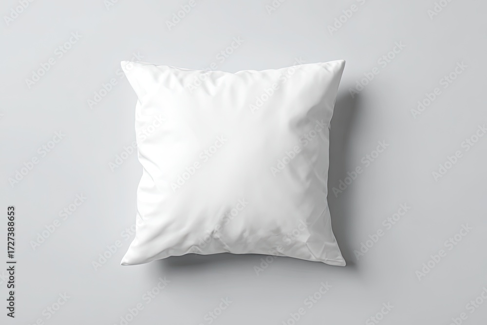 Obraz premium Blank white square pillow on a gray surface