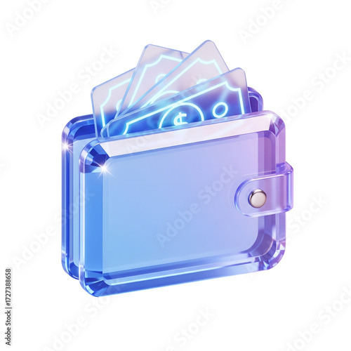 3d transparent  glass wallet icon 