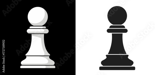 Close-up of a pawn in black and white chess piece design,  vector, set, World Chess Day   