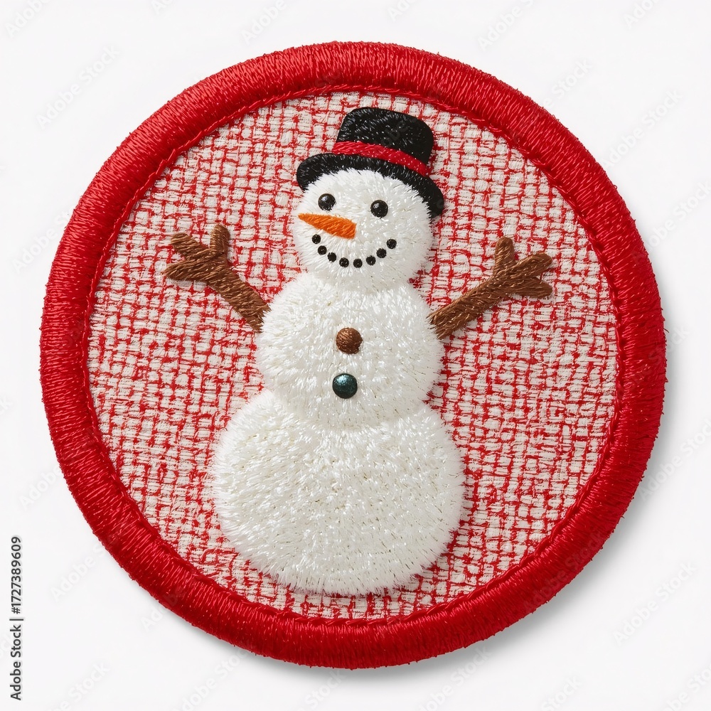 Fototapeta premium Patch_Snowman, Patch_Christmas, Patch_Embroidery, Patch_Applique, Patch_Handmade, Patch_Textile, Patch_Stitching, Patch_Yarn, Patch_Thread, Patch_Weaving, Patch_Needlework, Patch_Craft, Patch_Ornament