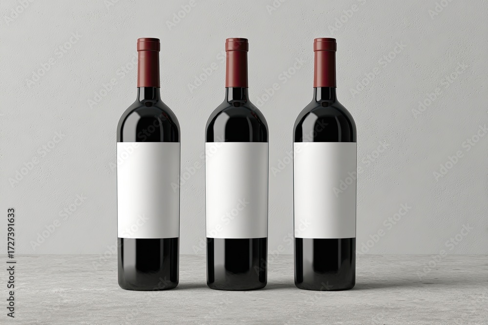 Fototapeta premium Three wine bottles with blank labels (5)