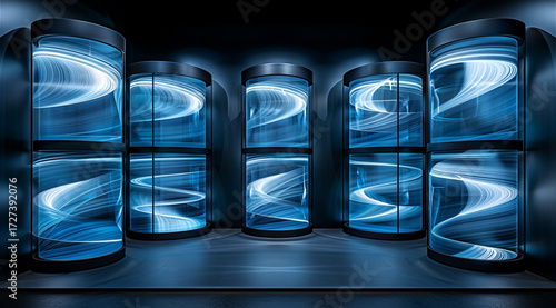 ice cubes on blue background