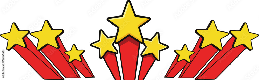 Obraz premium red and gold ribbon Exploding Stars Graphic