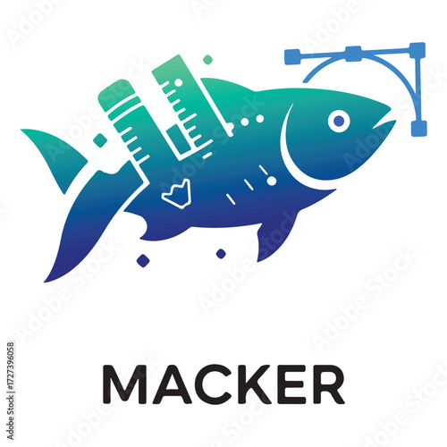 Mackerel Fish Logo with Graphic Design Tools
