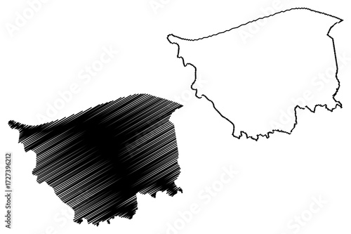 Kafr El Sheikh Governorate (Governorates of Egypt, Arab Republic of Egypt) map vector illustration, scribble sketch Kafr El Sheikh map