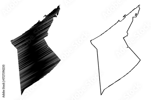 Alexandria Governorate (Governorates of Egypt, Arab Republic of Egypt) map vector illustration, scribble sketch Alexandria map