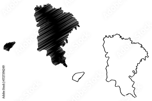 Monufia Governorate (Governorates of Egypt, Arab Republic of Egypt) map vector illustration, scribble sketch Monufia map
