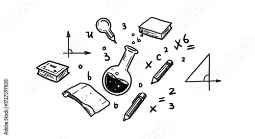Science and Education Elements Doodle Style