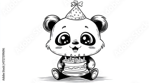Cute panda celebrating birthday