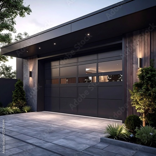 Wallpaper Mural Modern garage exterior at dusk Torontodigital.ca