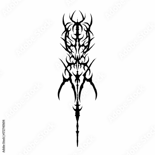 Abstract neo tribal vector ornament in cyber sigilism style. Perfect for tattoos, streetwear design, stickers, and digital artwork projects
