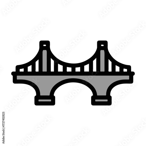 Simple Icon of a Suspension Bridge Depicting Architecture and Travel in a Digital Graphic