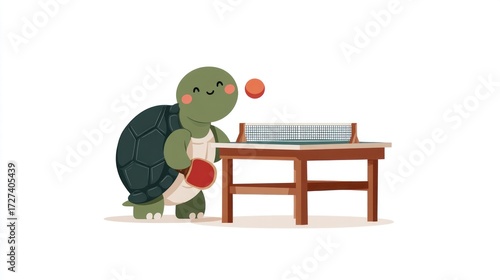 Obraz na płótnie Cute turtle playing ping pong