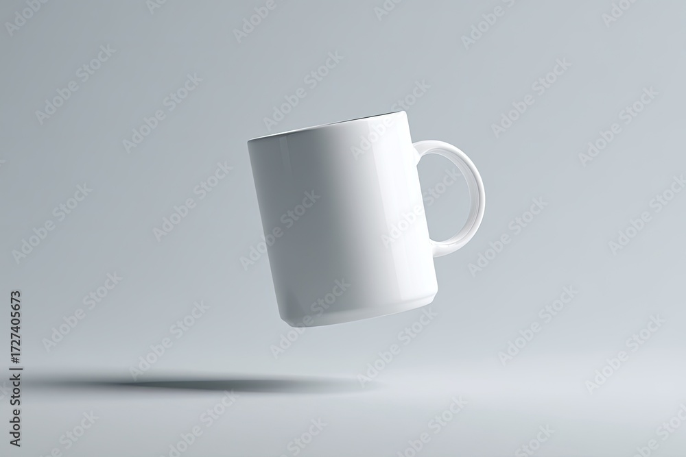 Obraz premium White mug mockup on light gray background