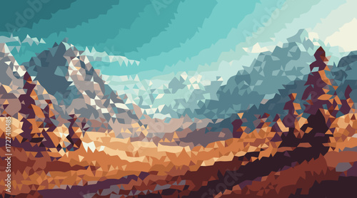Jagged mountain peaks under teal sky mountain range