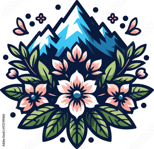 Mountain laurel logo icon vector white bacground .
