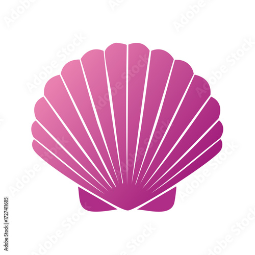 Purple seashell icon or logo on white background graphic