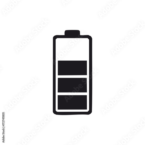 Battery indicator symbol showing power level. Icon for mobile device charge.