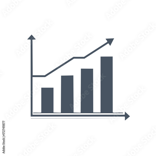 Bar chart with upward trending line graph showing positive growth and progress