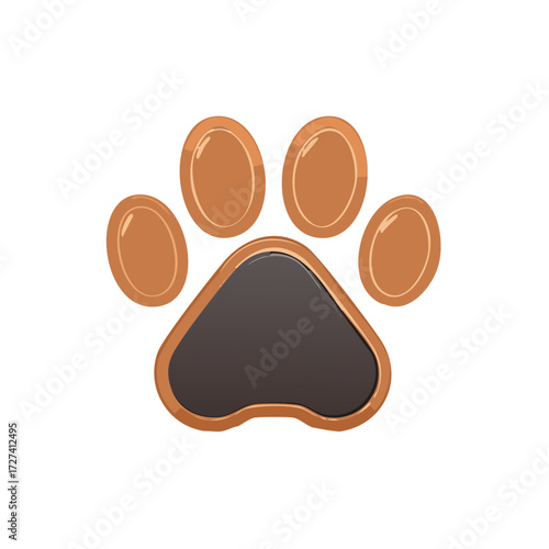 Brown Paw Print with Gradient Fill for Pets or Animal Shelter