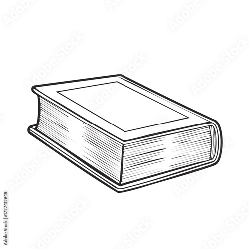 Closed Book with Pages, Classic Hardcover Edition, Sketch Style Drawing