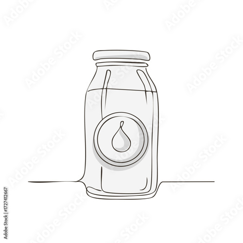 Illustration of a minimalist water bottle with a water drop logo