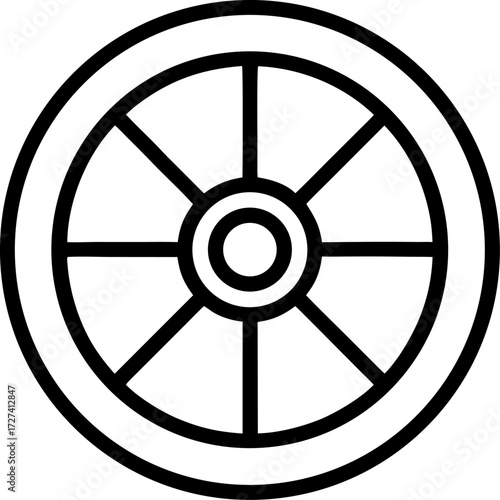 Wheel outline icon vector on white background 