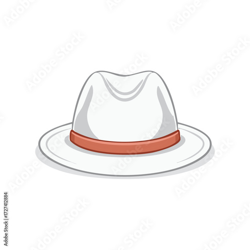 Classic White Fedora Hat with Orange Band