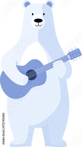 Polar bear playing guitar