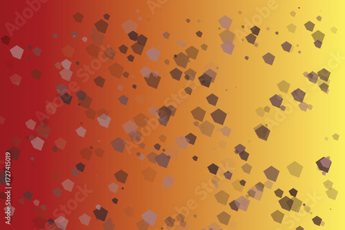 Red to yellow gradient with scattered translucent pentagons texture abstract