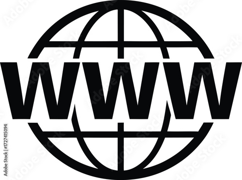 www Website Sign Vector Logo Icon, www Text Sign with Globe Internet Symbol, Modern www Logo Design Vector Illustration. 