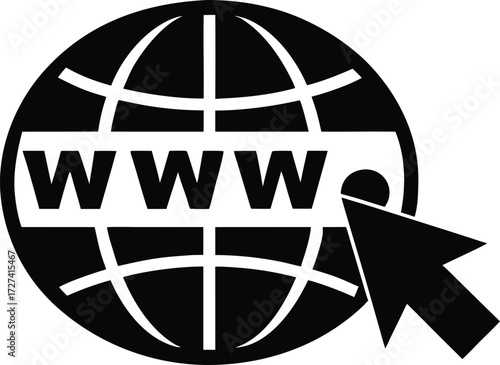 Minimalist Website Sign Icon, Clean Global Network Connection Symbol