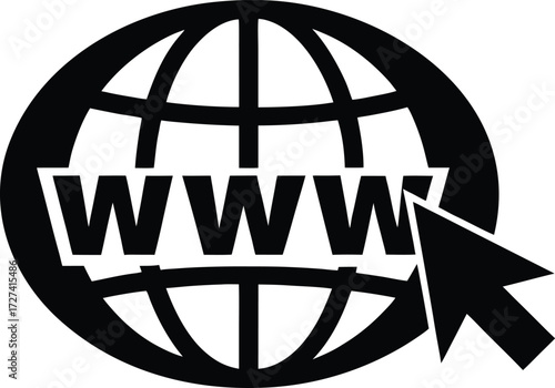Minimalist Website Sign Icon, Clean Global Network Connection Symbol
